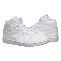 Белые кроссовки мужские Jordan 1 Mid White (554724-130)