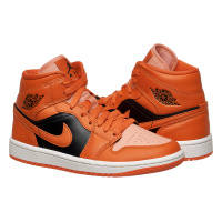 Оранжевые кроссовки женские Jordan 1 Mid Orange Black (DM3381-600)