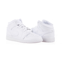 Белые кроссовки женские Jordan 1 Mid (Gs) (554725-136)