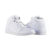 Белые кроссовки мужские Jordan 1 Mid (554724-136)