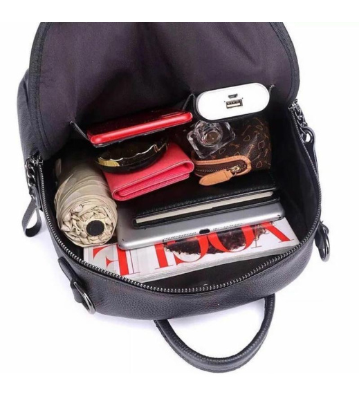 Женский рюкзак кожаный городской 23х32х13, сумка для города, путешествий и отдыха, черная