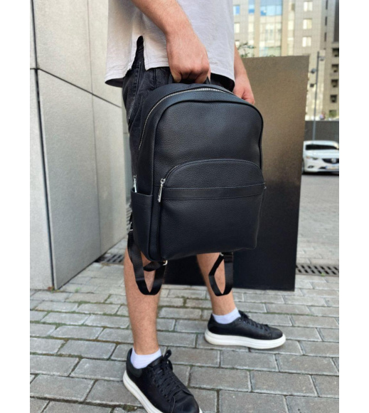 Мужской городской кожаный рюкзак 28х39х15, сумка наплечная для работы и путешествий Tiding Bag 60320 черная