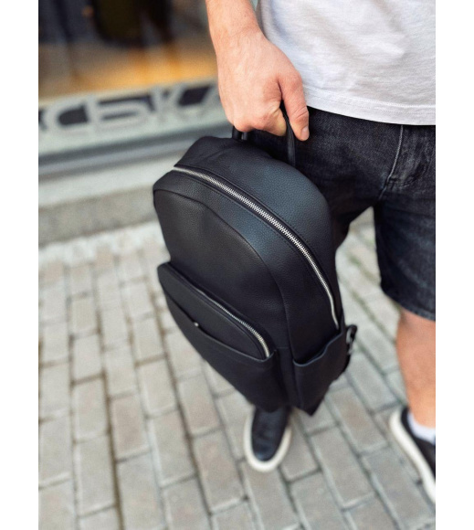 Мужской городской кожаный рюкзак 28х39х15, сумка наплечная для работы и путешествий Tiding Bag 60320 черная