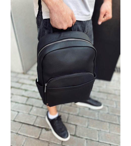Мужской городской кожаный рюкзак 28х39х15, сумка наплечная для работы и путешествий Tiding Bag 60320 черная