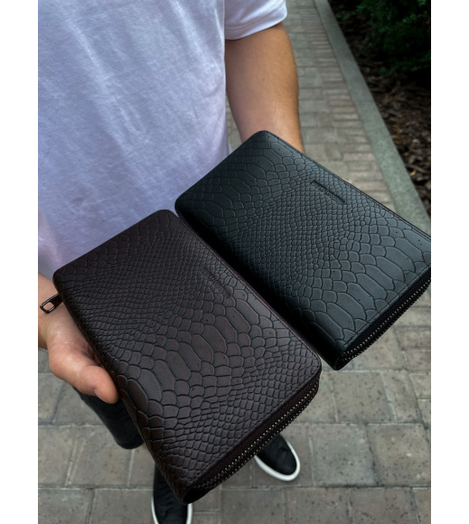 Клатч на две молнии с фактурной натуральной кожей MC-086-5902С