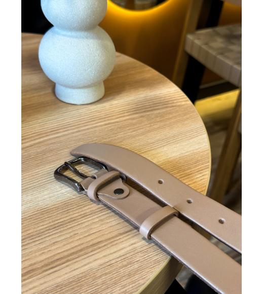 Кожаный женский ремень в бежевом цвете 3588