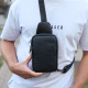 Мужская сумка-слинг через плечо 13х20х5, бананка нагрудная с узором для телефона, черная