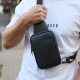 Мужская сумка-слинг через плечо 13х20х5, бананка нагрудная с узором для телефона, черная