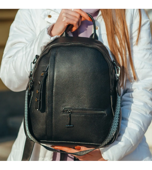 Женский рюкзак кожаный городской 23х32х13, сумка для города, путешествий и отдыха, черная