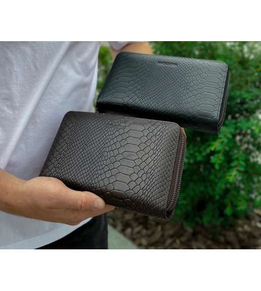 Клатч на две молнии с фактурной натуральной кожей MC-086-5902С