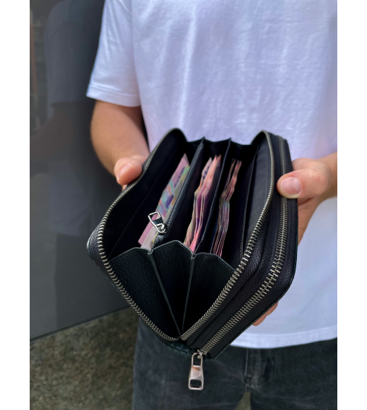 Клатч на две молнии с фактурной натуральной кожей MC-086-5902С