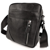Мужская кожаная сумка через плечо 18х21х7, барсетка для документов Tiding Bag M38-10131A черная