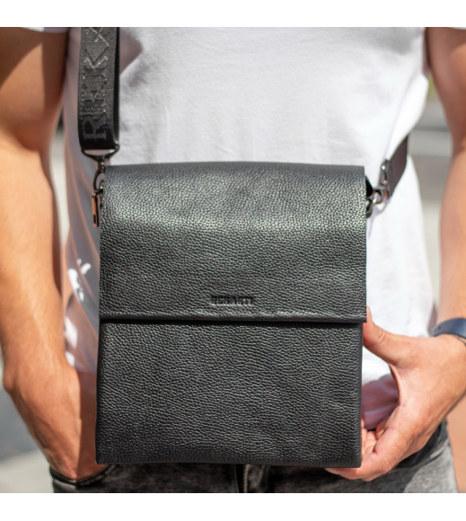 Мужской кожаный мессенджер 23х26х6, сумка планшет через плечо BEXHILL TD-18621 черный