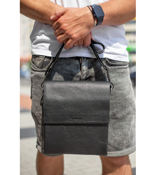 Мужской кожаный мессенджер 23х26х6, сумка планшет через плечо BEXHILL TD-18621 черный