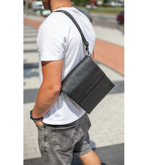 Мужской кожаный мессенджер 23х26х6, сумка планшет через плечо BEXHILL TD-18621 черный