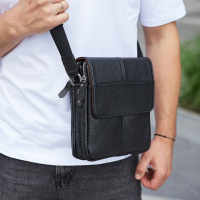 Кожаная сумка мужская 21х24х6, барсетка через плечо мягкая, мессенджер для гаджетов BEXHILL TD-21334A