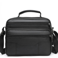 Мужская барсетка с ручкой 25x19x6.5, кожаная сумка с ремнем через плечо BEXHILL BX-14440B черная