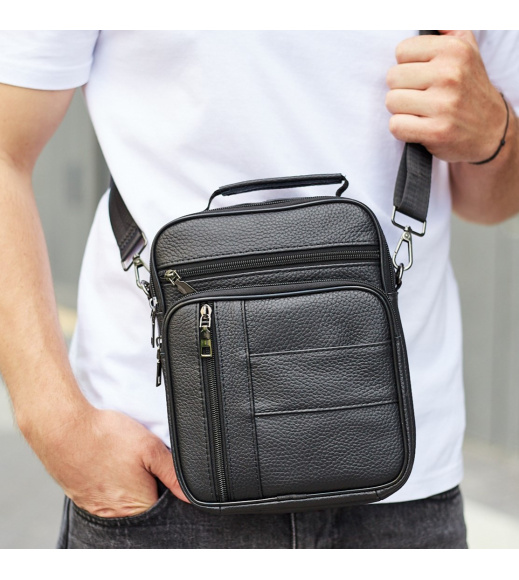 Мужская кожаная сумка-барсетка 20х25х 5.5, мессенджер через плечо Bexhill BX-02103 черный