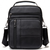 Мужская кожаная сумка-барсетка 20х25х 5.5, мессенджер через плечо Bexhill BX-02103 черный