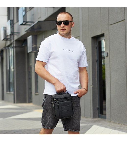 Мужская кожаная сумка-барсетка 20х25х 5.5, мессенджер через плечо Bexhill BX-02103 черный