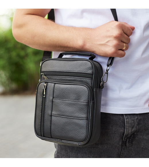 Мужская кожаная сумка-барсетка 20х25х 5.5, мессенджер через плечо Bexhill BX-02103 черный