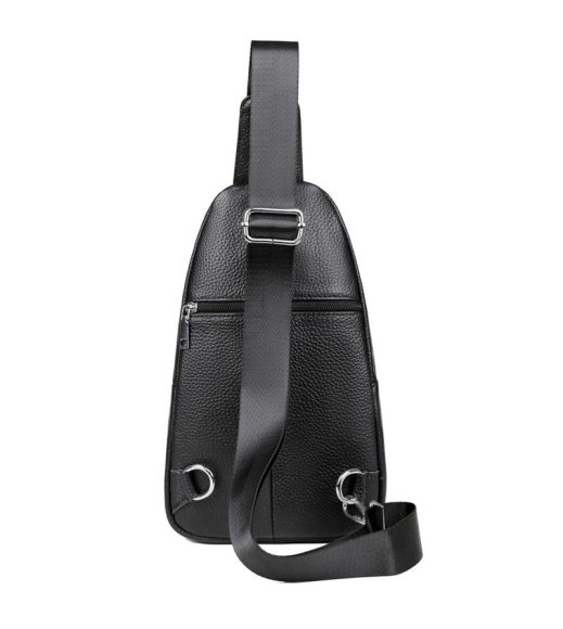 Мужская кожаная сумка-бананка на одно плечо 18х32х7, рюкзак слинг для телефона и мелочи TIDING BAG 83228 черный