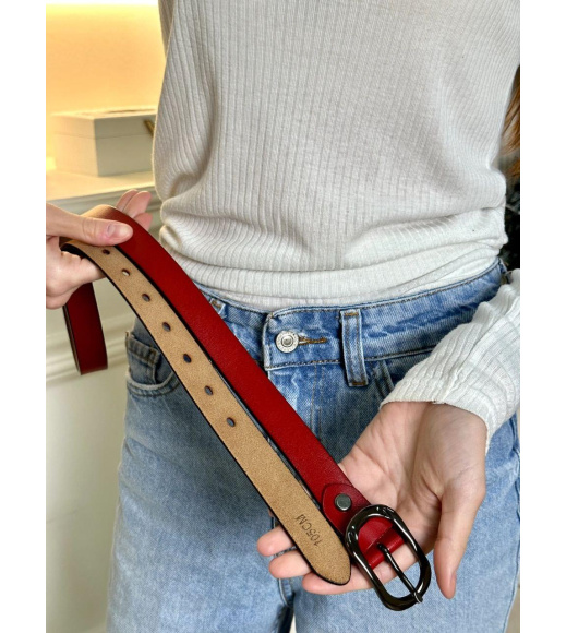 Кожаный красный ремень