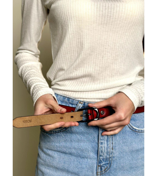 Кожаный красный ремень