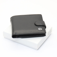 Черный мужской портмоне из натуральной кожи с фиксацией ST Leather ST103