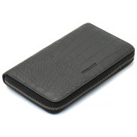 Черный кошелек-клатч на молнии с блоком под карты из натуральной кожи Marco Coverna MCJP-5901A