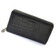Черный кошелек-клатч на молнии с блоком под карты из натуральной кожи Marco Coverna MCJP-5901A