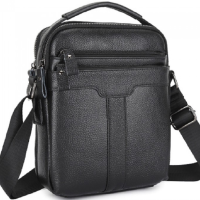 Мужская кожаная сумка-мессенджер 21х25х6, барсетка через плечо Tiding Bag A25-3278A Черная