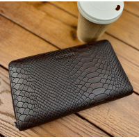 Коричневый кошелек-клатч на две молнии с блоком под карты из натуральной кожи Marco Coverna MC086-5901С