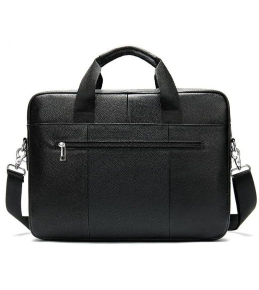 Кожаный мужской портфель для документов и ноутбука 39x28x8, сумка папка деловая MK39848 черная