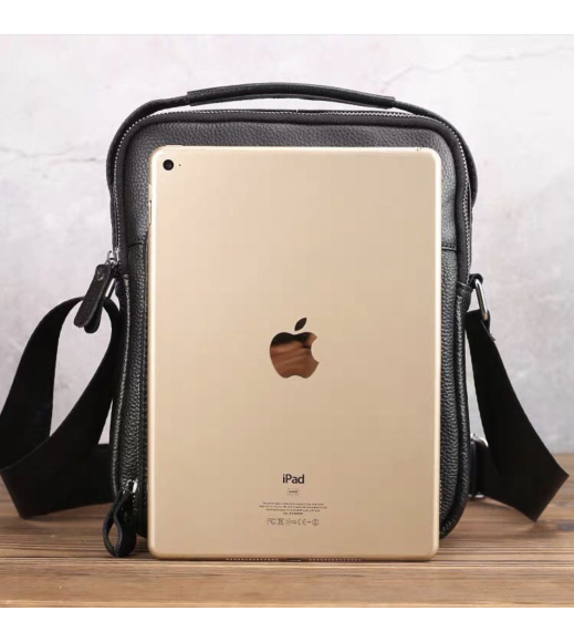 Мужская сумка-барсетка через плечо с ручкой 21х26х6 сумка мессенджер кожаная Tiding Bag M616932 черная