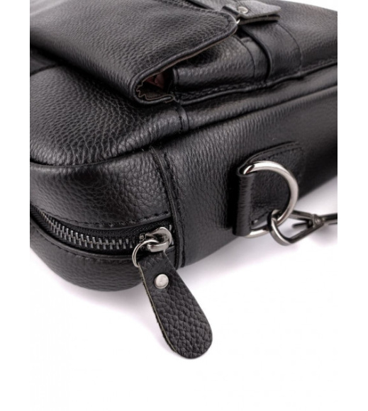 Кожаный мужской портфель для документов и ноутбука 39x28x8, сумка папка деловая MK39848 черная