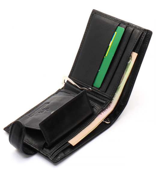 Черный кожаный мужской портмоне с зажимом для денег Marco Coverna MC-2006H-1