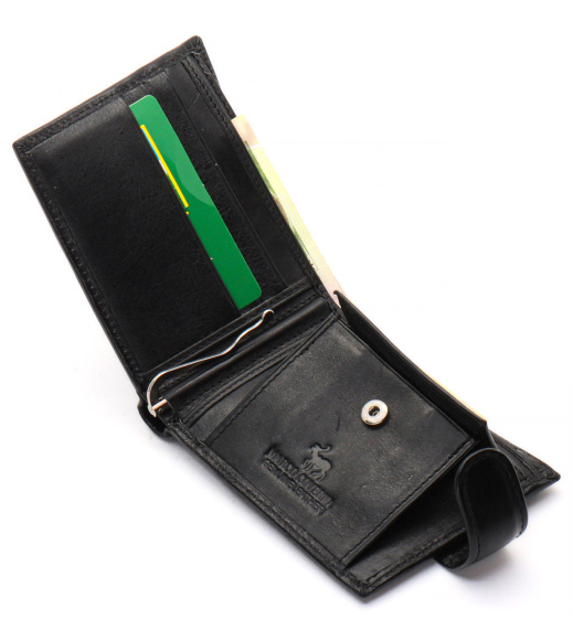 Черный кожаный мужской портмоне с зажимом для денег Marco Coverna MC-2006H-1