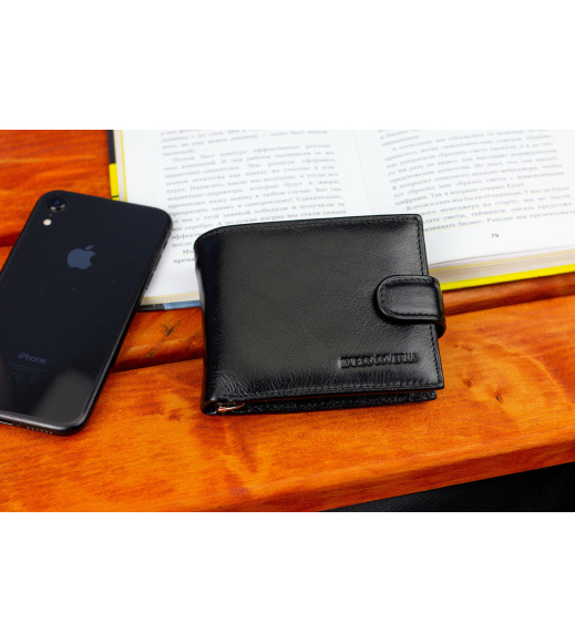 Черный кожаный мужской портмоне с зажимом для денег Marco Coverna MC-2006H-1