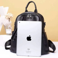 Шкіряний класичний жіночий рюкзак 26х32х15, наплічна сумка з багатьма відділеннями, чорна Шкіряний класичний жіночий рюкзак 26х32х15, наплічна сумка з багатьма відділеннями, чорна