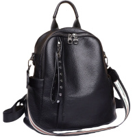 Шкіряний класичний жіночий рюкзак 26х32х15, наплічна сумка з багатьма відділеннями, чорна Шкіряний класичний жіночий рюкзак 26х32х15, наплічна сумка з багатьма відділеннями, чорна