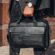 Кожаный мужской портфель для документов и ноутбука 39x28x8, сумка папка деловая MK39848 черная