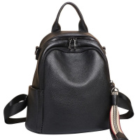 Кожаный женский городской рюкзак 30х24х13, матовая сумка на плече, черная