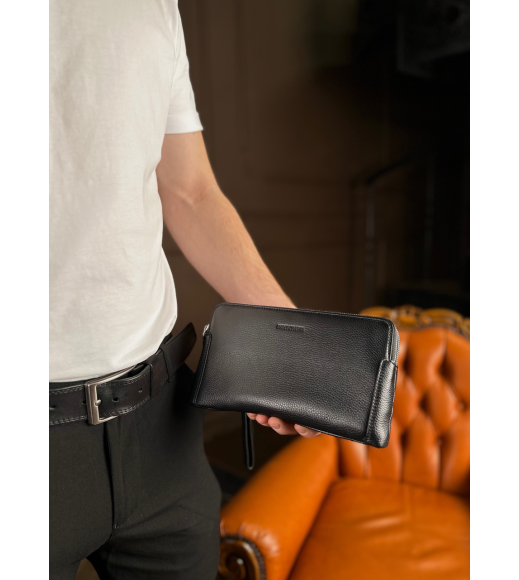 Черный кошелек-клатч на две молнии из натуральной кожи Marco Coverna МС8747-3