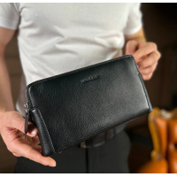 Черный кошелек-клатч на две молнии из натуральной кожи Marco Coverna МС8747-3