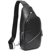 Мужская вместительная бананка 18х32х7, кожаная сумка для прогулок рюкзак Tiding Bag 7579 черная