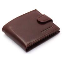 Коричневый мужской портмоне на кнопке из натуральной кожи Marco Coverna B047-802