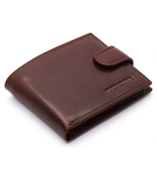 Коричневый мужской портмоне на кнопке из натуральной кожи Marco Coverna B047-802