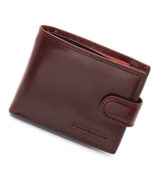 Коричневый мужской портмоне на кнопке из натуральной кожи Marco Coverna B047-802