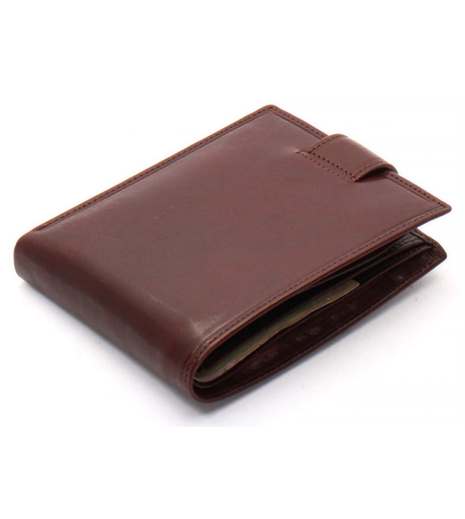 Коричневый мужской портмоне на кнопке из натуральной кожи Marco Coverna B047-802